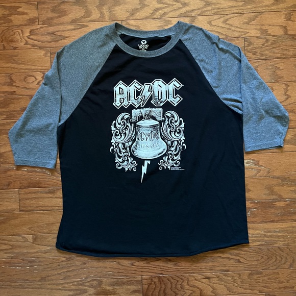 AC/DC Hells Bells Baseball Raglan Vintage Print Tee T Shirt MENS Size XXL black - Picture 2 of 5